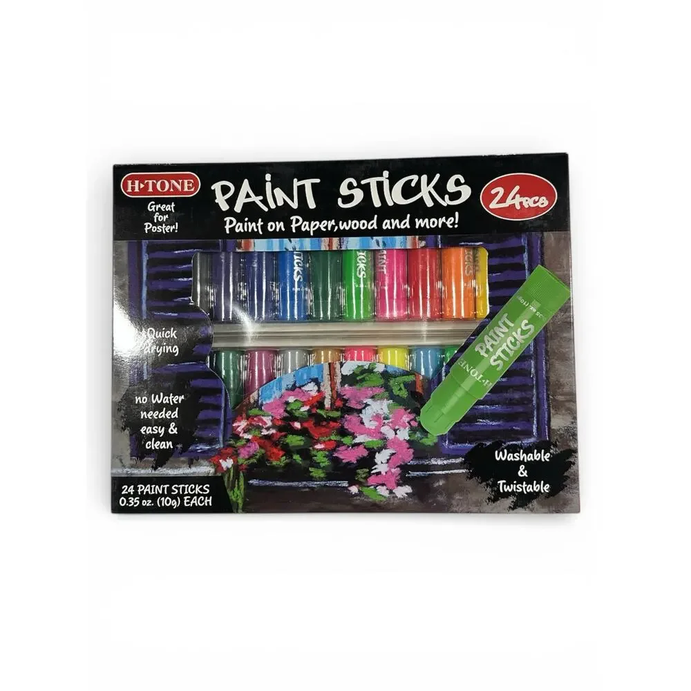 H-TONE 24 Colors Tempera Paint Sticks Washable Twistable Crayons Art New